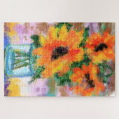 Drei Sonnenblumen - Abstrakte originelle Malerei Puzzle (Horizontal)