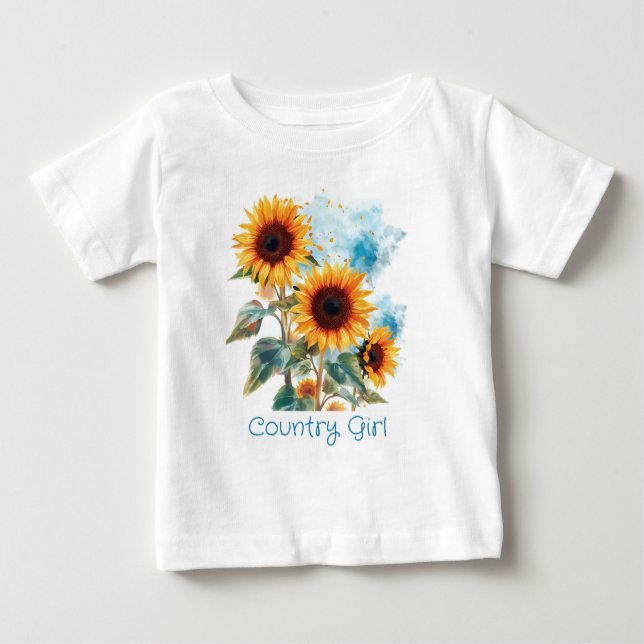Drei Sonnenblumen Baby T-shirt (Vorderseite)