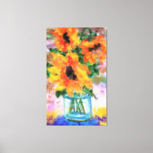 Drei Sonnenblumen Canvas Print - Kunstmalerei Leinwanddruck