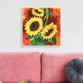 Drei Sonnenblumen Canvas Print Leinwanddruck (Insitu (Wohnzimmer))