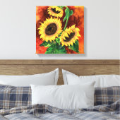 Drei Sonnenblumen Canvas Print Leinwanddruck (Insitu (Schlafzimmer))