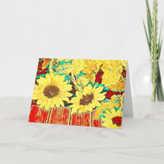 Drei Sonnenblumen Dankeskarte (Vorderseite)