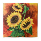 Drei Sonnenblumen Gestalt Keramik Tile Fliese (Vorderseite)