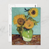 Drei Sonnenblumen in einer Van- Goghschönen Kunst Postkarte (Vorne/Hinten)