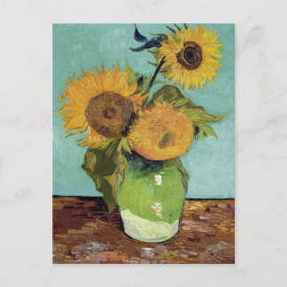 Drei Sonnenblumen in einer Van- Goghschönen Kunst Postkarte