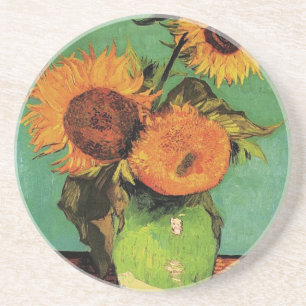Drei Sonnenblumen in einer Vase Vincent van Gogh Getränkeuntersetzer