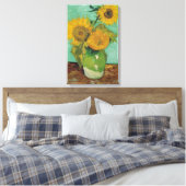 Drei Sonnenblumen in einer Vase, Vincent van Gogh. Leinwanddruck (Insitu (Schlafzimmer))