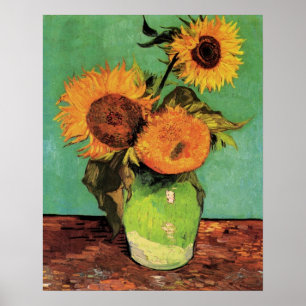 Drei Sonnenblumen in einer Vase von Van Gogh Poster