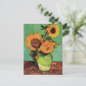 Drei Sonnenblumen in einer Vase von Van Gogh Postkarte (Stehend Vorderseite)