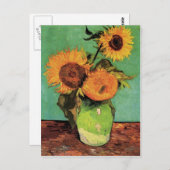 Drei Sonnenblumen in einer Vase von Van Gogh Postkarte (Vorne/Hinten)