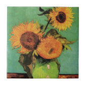 Drei Sonnenblumen in einer Vase von Vincent van Go Fliese (Vorderseite)