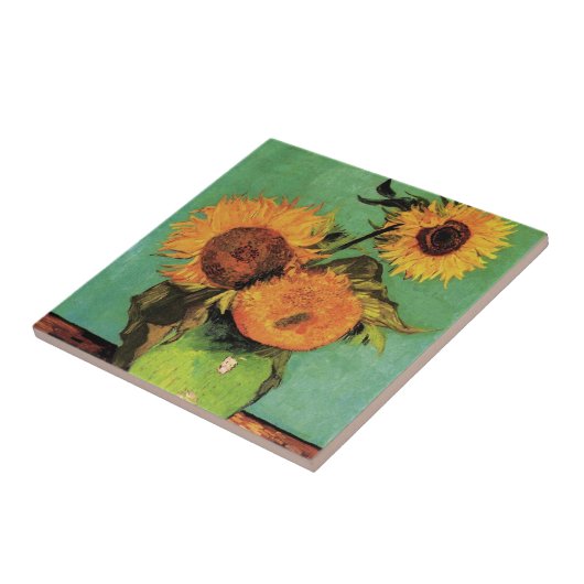 Drei Sonnenblumen in einer Vase von Vincent van Go Fliese (Seite)