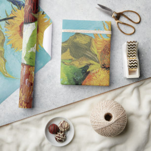 Drei Sonnenblumen in einer Vase von Vincent van Go Geschenkpapier