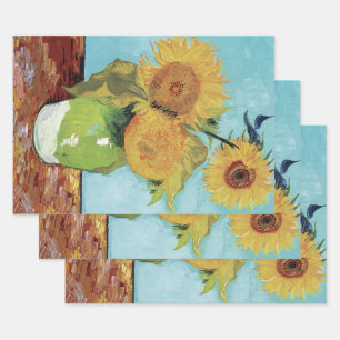 Drei Sonnenblumen in einer Vase von Vincent van Go Geschenkpapier Set