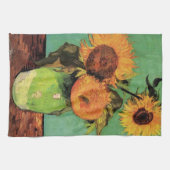Drei Sonnenblumen in einer Vase von Vincent van Go Geschirrtuch (Horizontal)