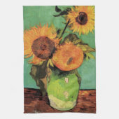 Drei Sonnenblumen in einer Vase von Vincent van Go Geschirrtuch (Vertikal)