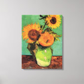 Drei Sonnenblumen in einer Vase von Vincent van Go Leinwanddruck (Vorderseite)