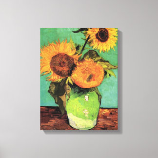 Drei Sonnenblumen in einer Vase von Vincent van Go Leinwanddruck