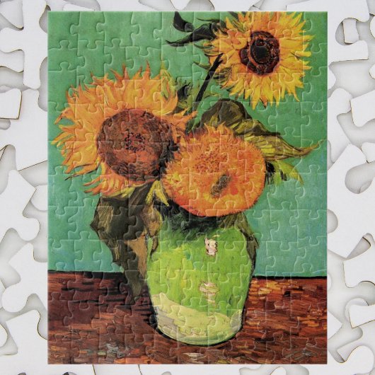 Drei Sonnenblumen in einer Vase von Vincent van Go Puzzle