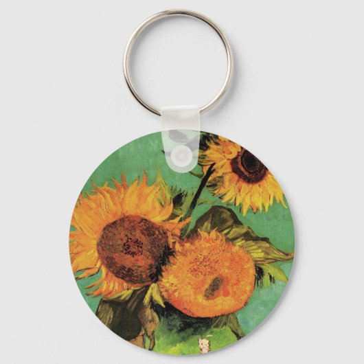 Drei Sonnenblumen in einer Vase von Vincent van Go Schlüsselanhänger (Vorderseite)