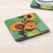 Drei Sonnenblumen in einer Vase von Vincent van Go Untersetzer (Linke Seite)
