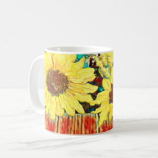 Drei Sonnenblumen Kaffeetasse (Vorderseite Links)