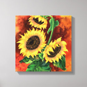 Drei Sonnenblumen Leinwanddruck