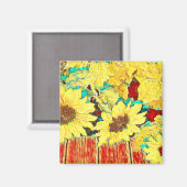 Drei Sonnenblumen Magnet (Vorderseite/Rückseite)