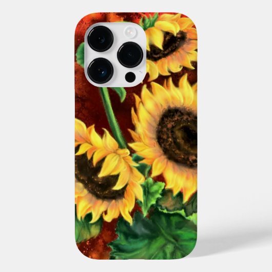 Drei Sonnenblumen Malereien Case-Mate iPhone Hülle (Rückseite)