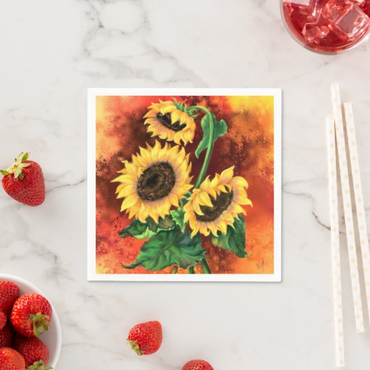 Drei Sonnenblumen Napkins Serviette (Beispiel)
