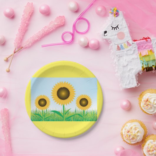 Drei Sonnenblumen Pappteller (Party)
