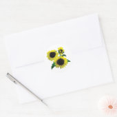 Drei Sonnenblumen Runder Aufkleber (Umschlag)