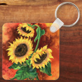 Drei Sonnenblumen Schlüsselanhänger Malerei (Rückseite)