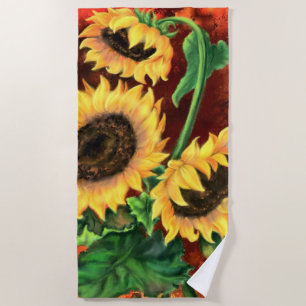Drei Sonnenblumen Strandtuch