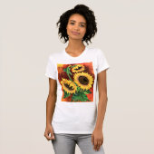 Drei Sonnenblumen T - Shirt Malerei (Vorne ganz)