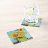 Drei Sonnenblumen, Van Gogh Rechteckiger Pappuntersetzer (Vor Ort)