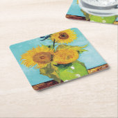 Drei Sonnenblumen, Van Gogh Rechteckiger Pappuntersetzer (angewinkelt)