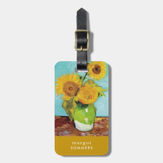 Drei Sonnenblumen | Vincent van Gogh Gepäckanhänger (Vorderseite vertikal)