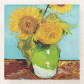 Drei Sonnenblumen | Vincent van Gogh Glasuntersetzer (Vorderseite)