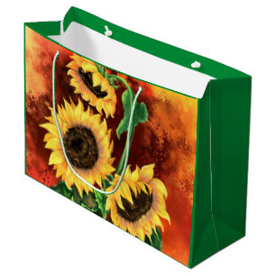 Drei Sonnenblumengeschenke Große Geschenktüte