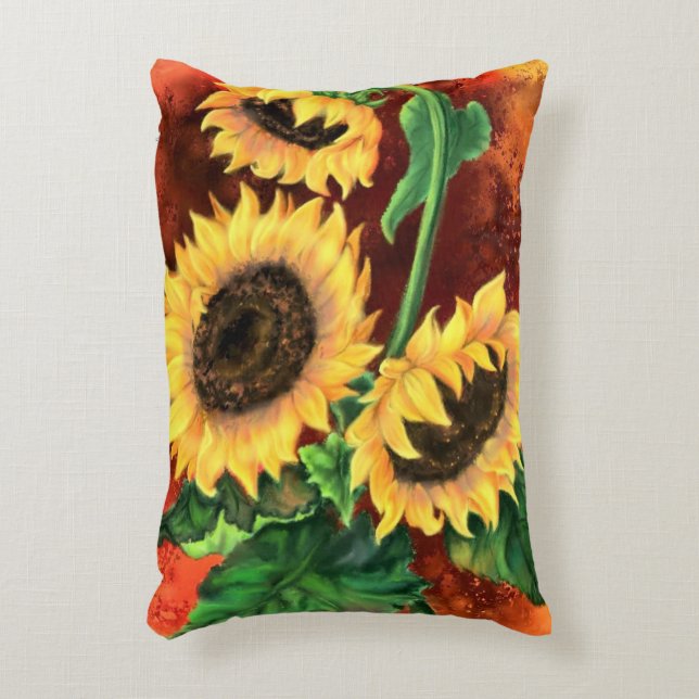 Drei Sonnenblumenkissen Dekokissen (Vorderseite(Vertikal))