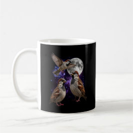 Drei Spatzen Mond Vintage Weltraum Kern Retro  Kaffeetasse