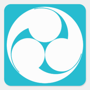 Drei spiralförmige Figuren im Uhrzeigersinn (Sugak Quadratischer Aufkleber