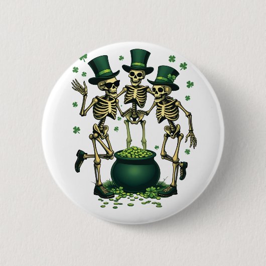 Drei Spooky Halloween Irish Skeleton Dancing Button (Vorderseite)