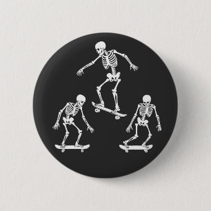 Drei Spooky-Skaten Skeletton Halloween-Skateboard Button