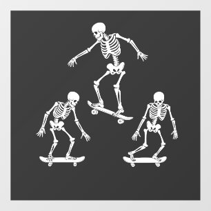 Drei Spooky-Skaten Skeletton Halloween-Skateboard Fensteraufkleber