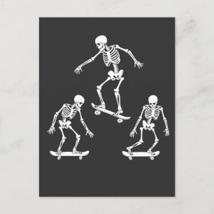 Drei Spooky-Skaten Skeletton Halloween-Skateboard Postkarte