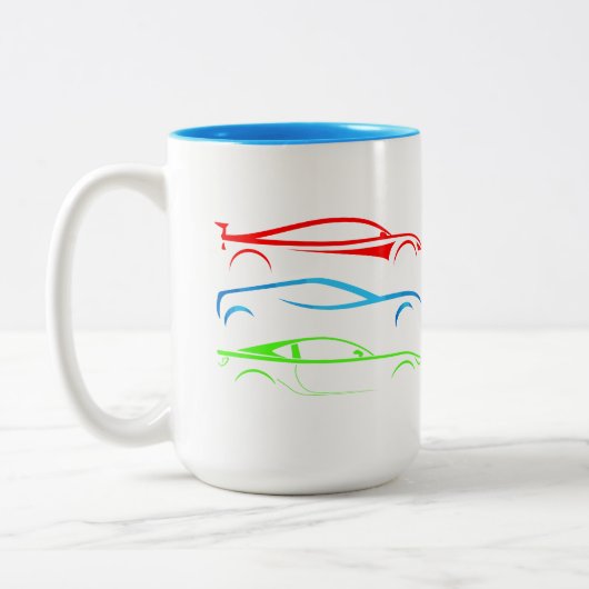 Drei Sportwagen Zweifarbige Tasse (Links)