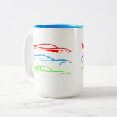 Drei Sportwagen Zweifarbige Tasse (Vorderseite Links)