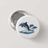 Drei springende Delfine, Ozean-Lebens Hut-Design Button (Vorne & Hinten)